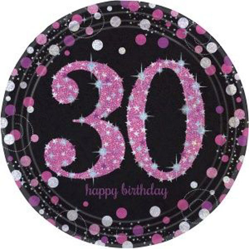 Picture of 30TH PINK CELEBRATION PLATES X8